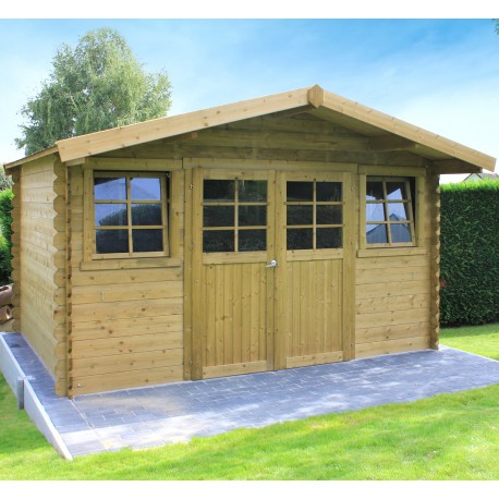 Abri de jardin en bois en bois marron 3,6x2,7 m vue 2