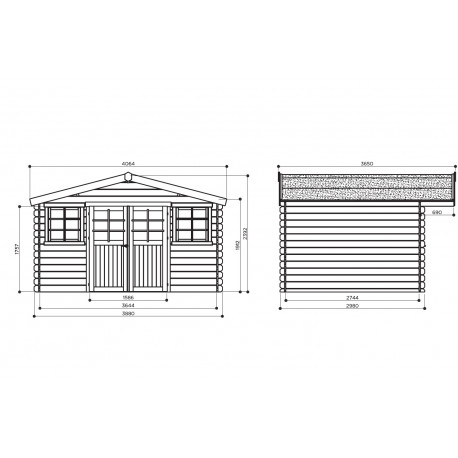 Abri de jardin en bois en bois marron 3,6x2,7 m vue 3