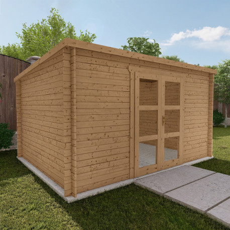 Abri de jardin en bois en bois marron 4x3 m vue 3