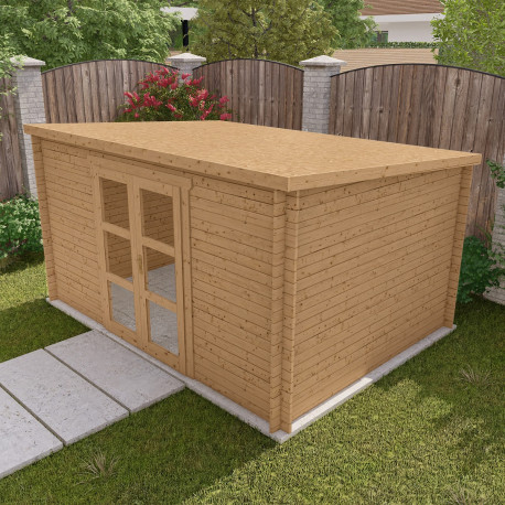 Abri de jardin en bois en bois marron 4x3 m vue 5