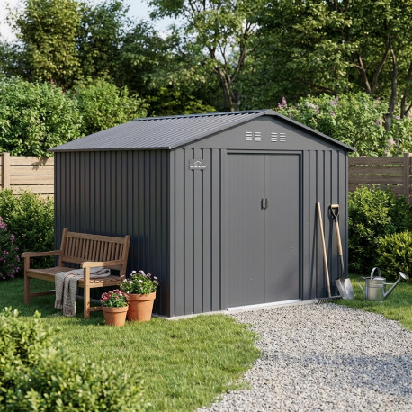 Abri 10,85m² métal FIRST anthracite + Kit d'ancrage X-METAL