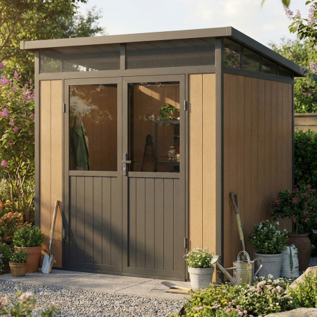 Abri de jardin en bois composite 19,2mm aspect bois 4,51m² WINSTON skylight - Woodlife Garden