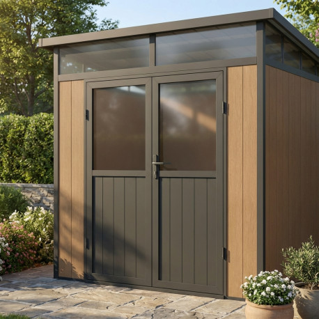 Abri de jardin en bois marron 2,2x2,2 m vue 2