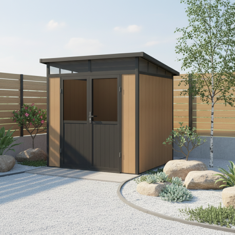 Abri de jardin en bois marron 2,2x2,2 m vue 4