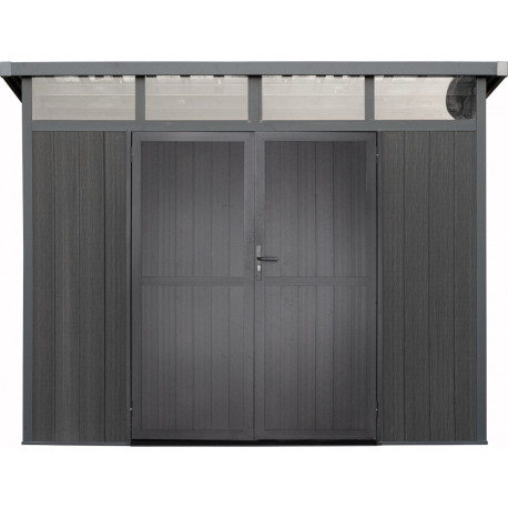 Abri de jardin en bois gris 2,9x2,2 m vue 4