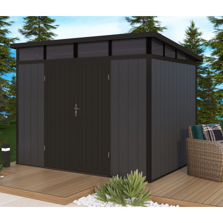 Abri de jardin en bois gris 2,9x2,2 m vue 5