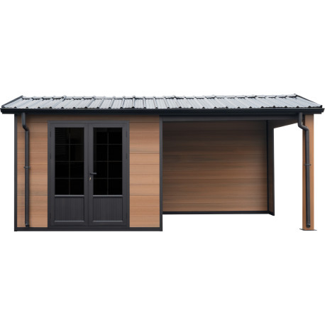 Abri de jardin en aluminium marron 5,4x2,9 m vue 3
