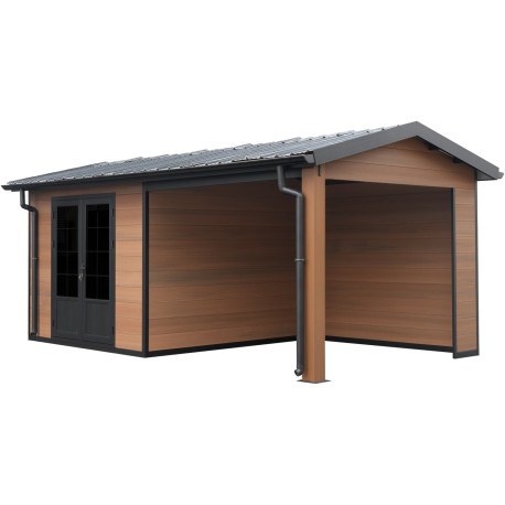 Abri de jardin en aluminium marron 5,4x2,9 m vue 4