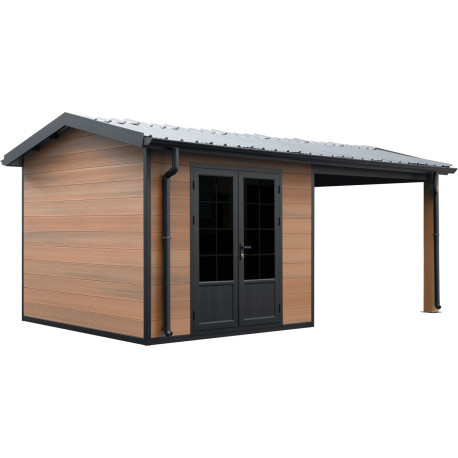 Abri de jardin en aluminium marron 5,4x2,9 m vue 6