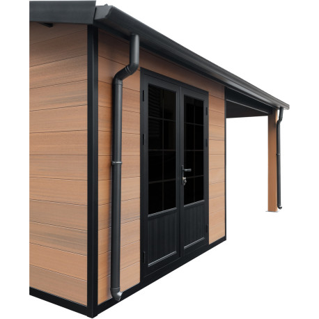 Abri de jardin en aluminium marron 5,4x2,9 m vue 7