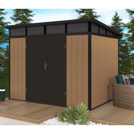 Abri de jardin en bois marron 2,9x2,2 m vue 3