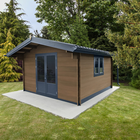 Abri de jardin en bois marron 3x3 m vue 3