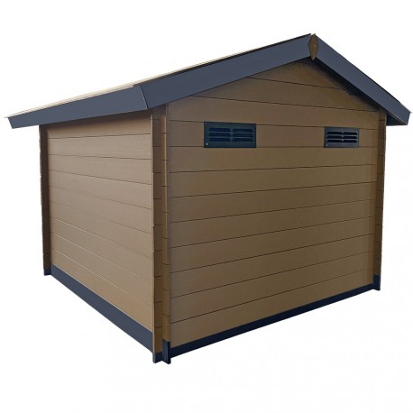 Abri de jardin en bois marron 3x3 m vue 5