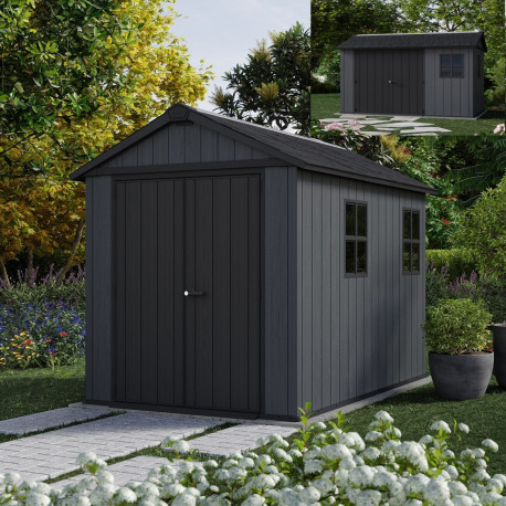 Abri de jardin 5,92m² en résine gris anthracite Newton 759 + plancher - Keter