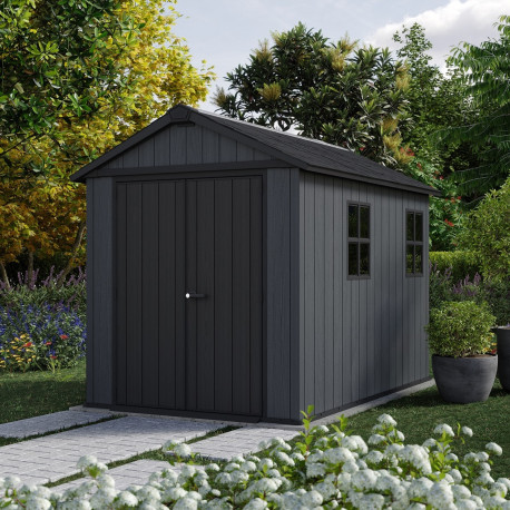 Abri de jardin en résine ou composite en résine gris 2,3x2,9 m vue 2