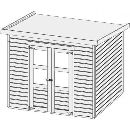 Abri de jardin en bois en bois marron 2,4x2,1 m vue 3