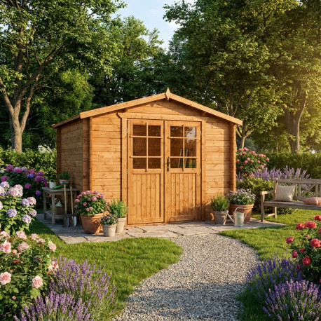 Abri de jardin en bois en bois marron 3x2 m vue 2