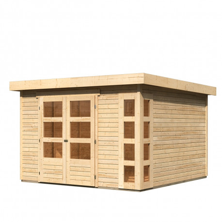 Abri de jardin en bois en bois marron 3x3 m vue 4
