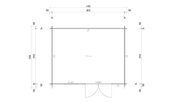 Abri de jardin en bois en bois 3,8x3 m vue 7