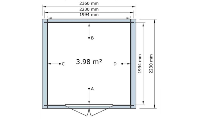 Abri de jardin en bois en bois 2,1x2,1 m vue 2