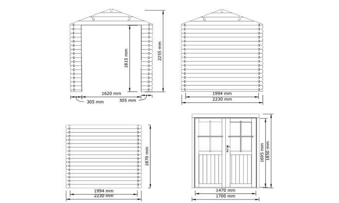 Abri de jardin en bois en bois 2,1x2,1 m vue 3