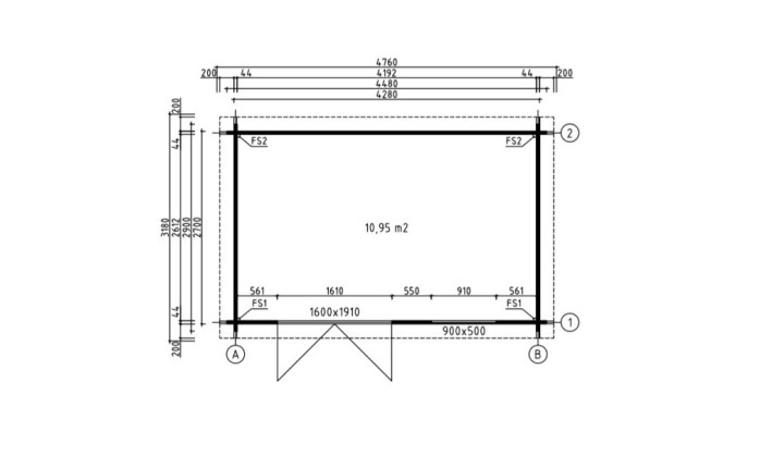 Abri de jardin en bois en bois 3,9x3 m vue 8