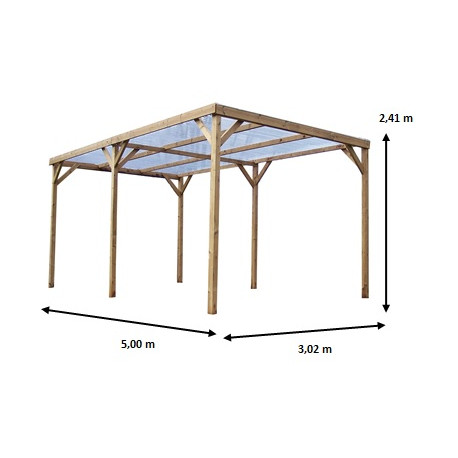 Pergola en bois marron 5x3 m vue 2