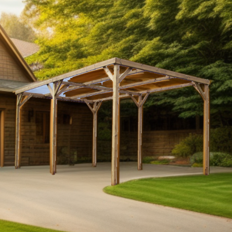 Pergola en bois marron 5x3 m vue 5