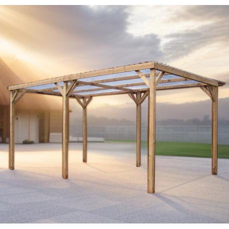 Pergola en bois marron 5x3 m vue 6